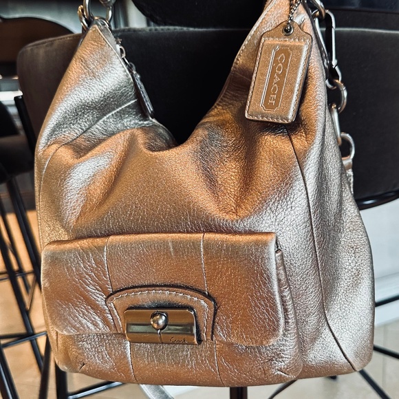 Coach Metallic Bronze Leather Kristin Hobo Shoulder Bag 14783 - Picture 9 of 11